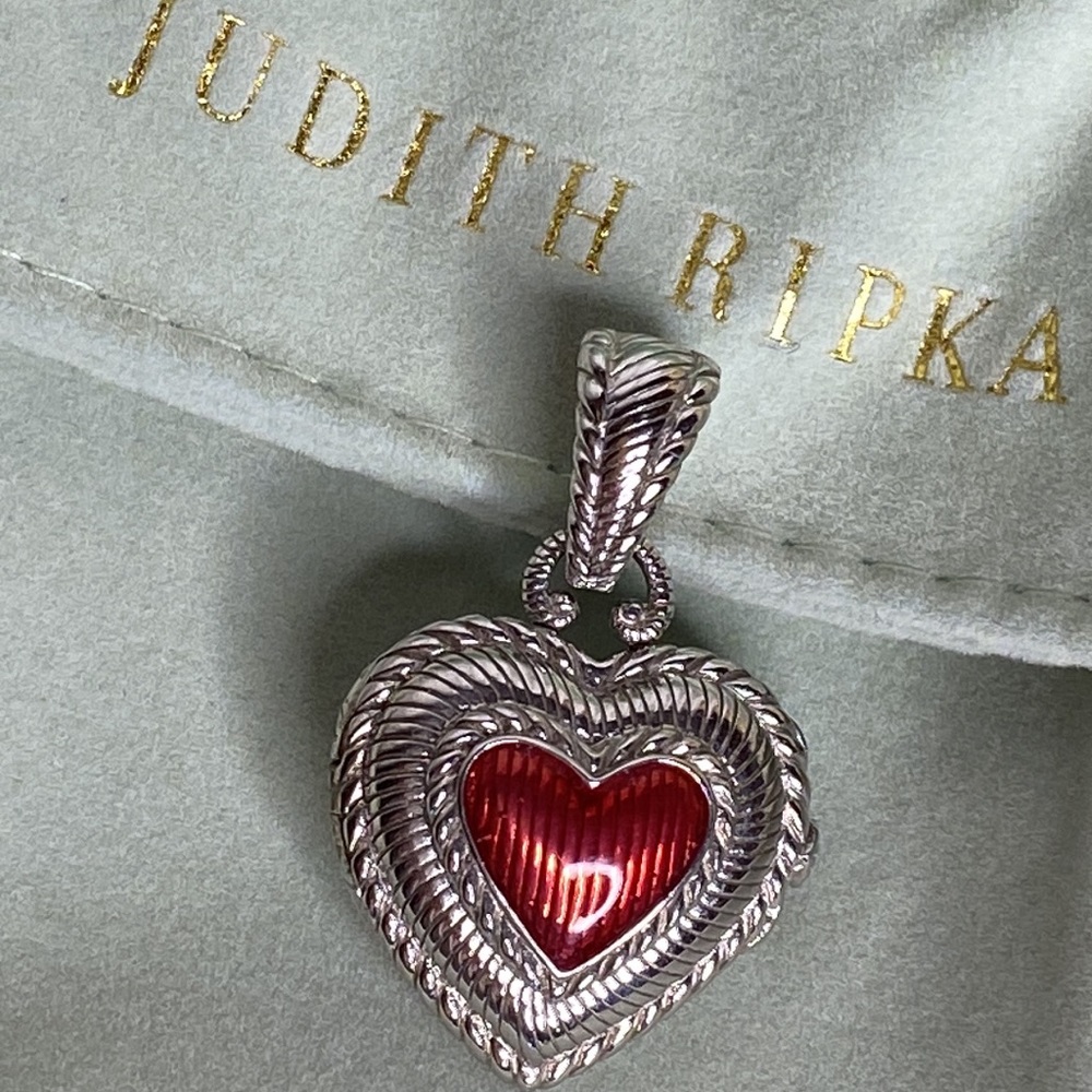 HARD TO FiND Judith Ripka Sterling Red Enamel Heart Locket Enhancer